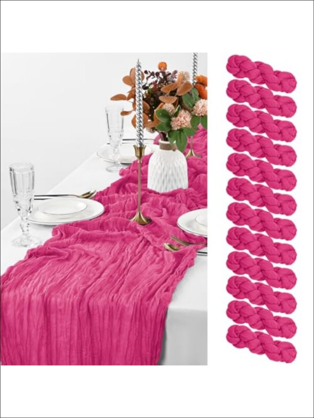 12 Pack Cheesecloth Table Runner 21.5x120 Inch Boho Polyester